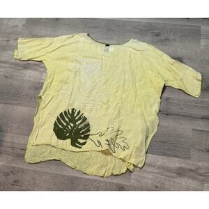 Igor Dobranic 100% Linen Tunic Top Blouse XL Print Read